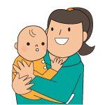 イラスト：赤ちゃんを抱いたママ