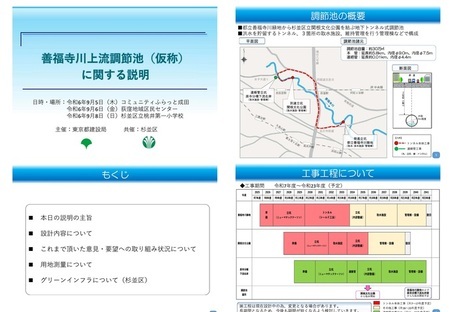 説明会で展示している区の取り組み