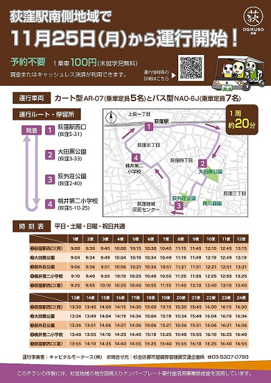 チラシ2：荻窪駅南側地域で11月25日から運行開始