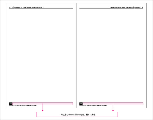1号広告（10ミリメートル×235ミリメートル）は、欄外に掲載