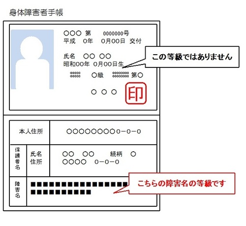 身体障害者手帳（見本）