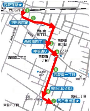 回送車活用区間路線図