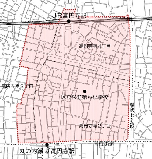 みどりのベルトづくり高円寺推進地区の範囲