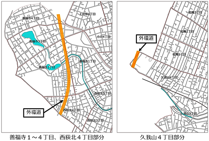 外環道予定位置（概略）