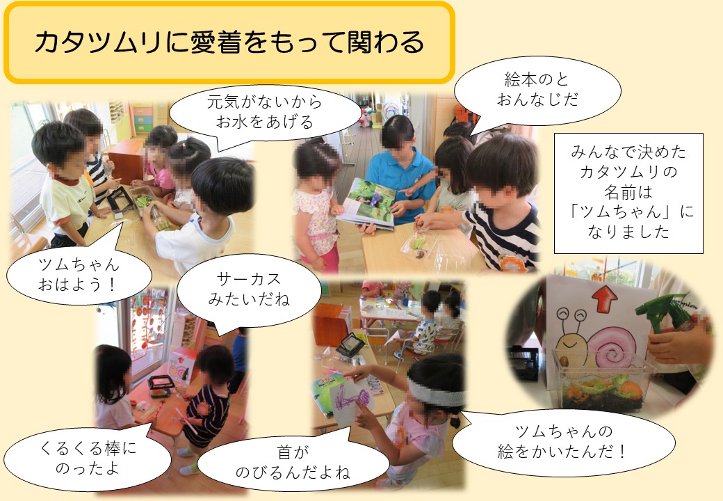 7月3歳児。カタツムリに愛着をもって関わる