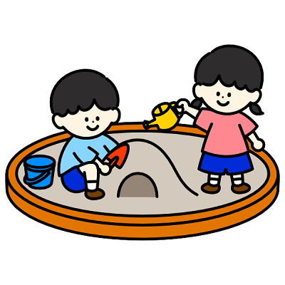 砂場で遊ぶ幼児イラスト