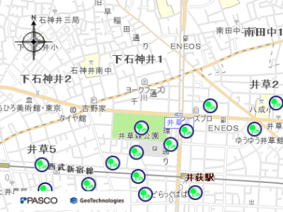 井草森公園までの地図