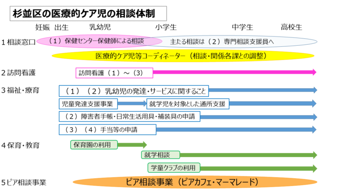 杉並区の医療的ケア児の相談体制の図